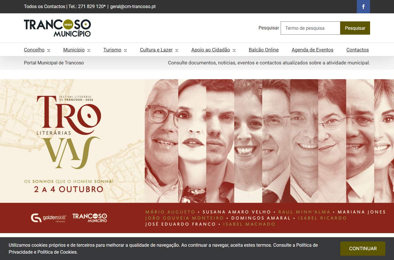 Página inicial de Trancoso no momento da medição