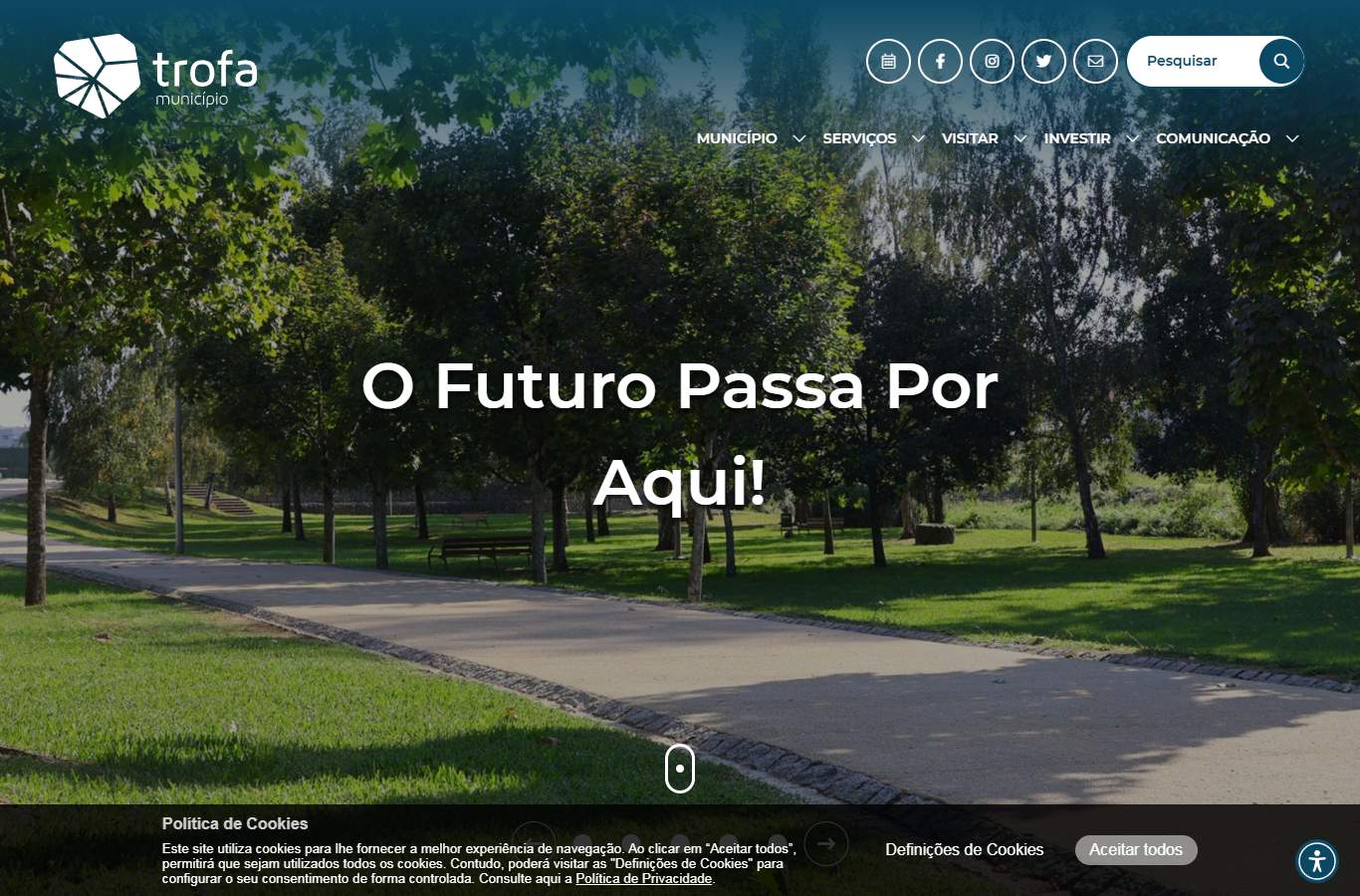 Página inicial de Trofa no momento da medição