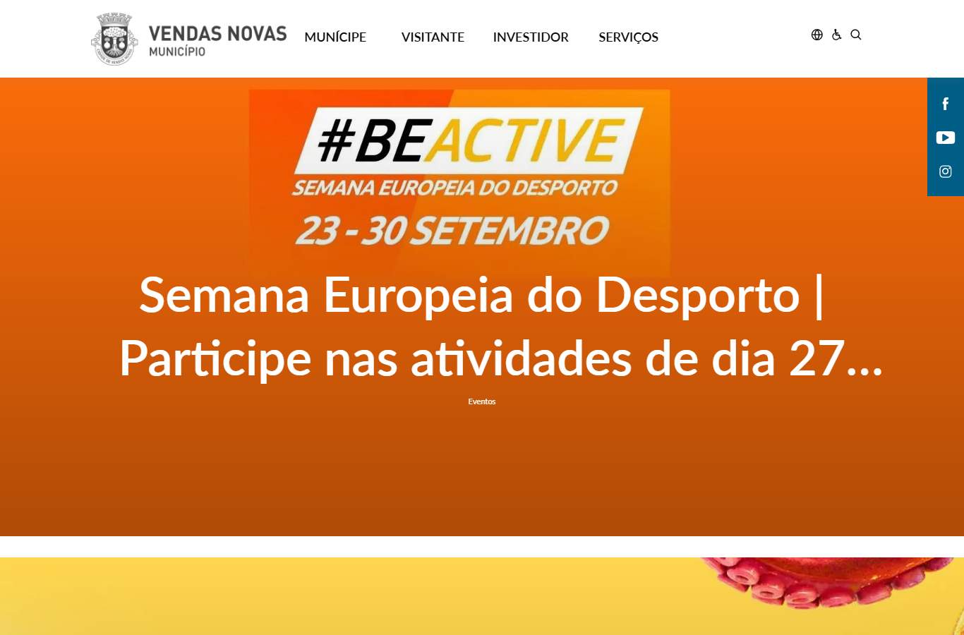 Página inicial de Vendas Novas no momento da medição