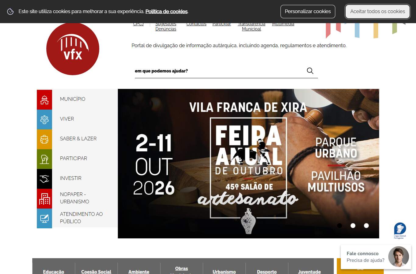 Página inicial de Vila Franca de Xira no momento da medição