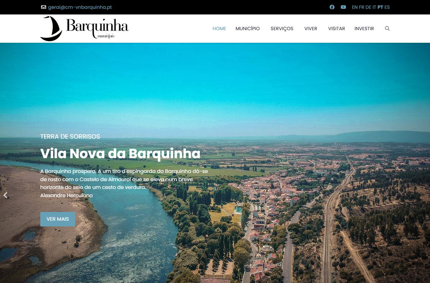 Página inicial de Vila Nova da Barquinha no momento da medição