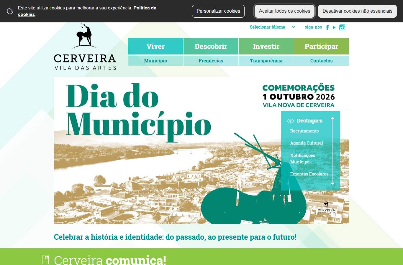Página inicial de Vila Nova de Cerveira no momento da medição