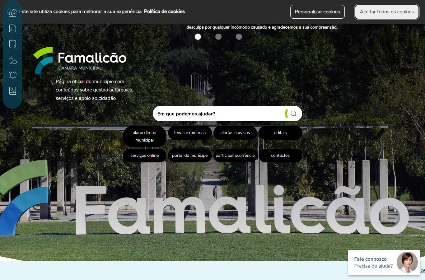 Página inicial de Vila Nova de Famalicão no momento da medição