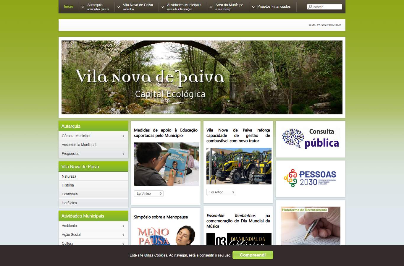 Página inicial de Vila Nova de Paiva no momento da medição