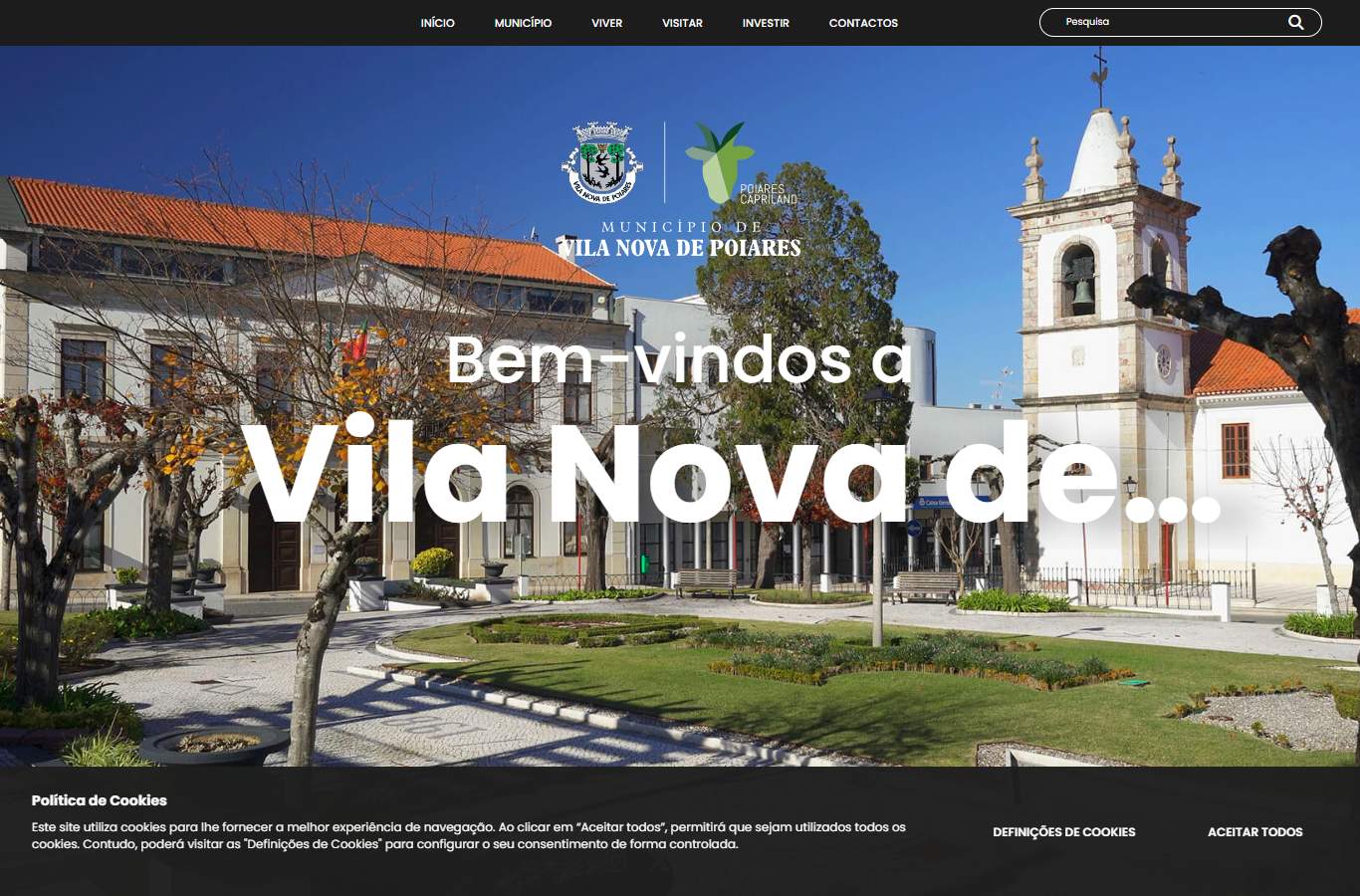 Página inicial de Vila Nova de Poiares no momento da medição