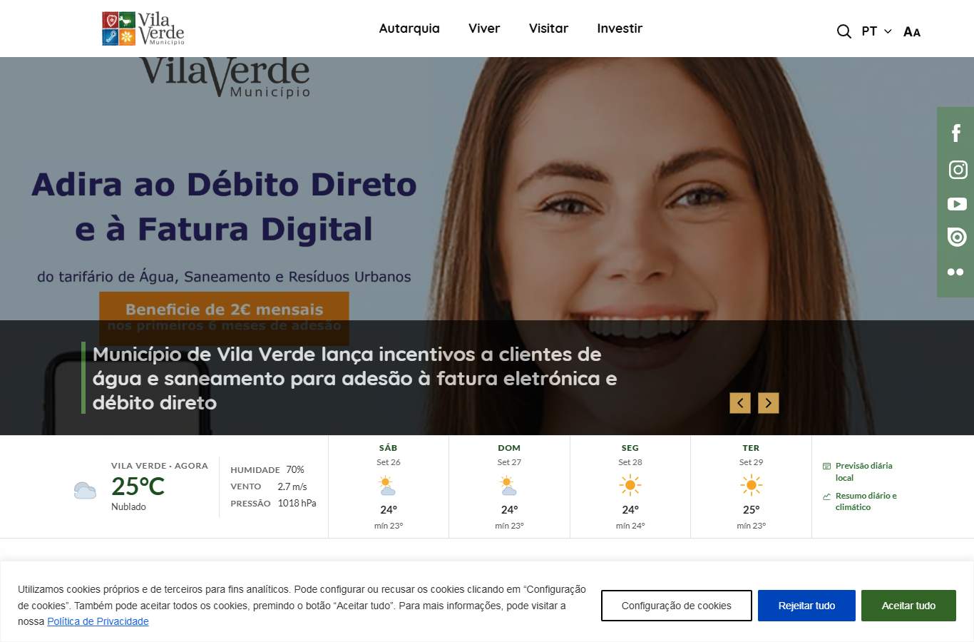 Página inicial de Vila Verde no momento da medição