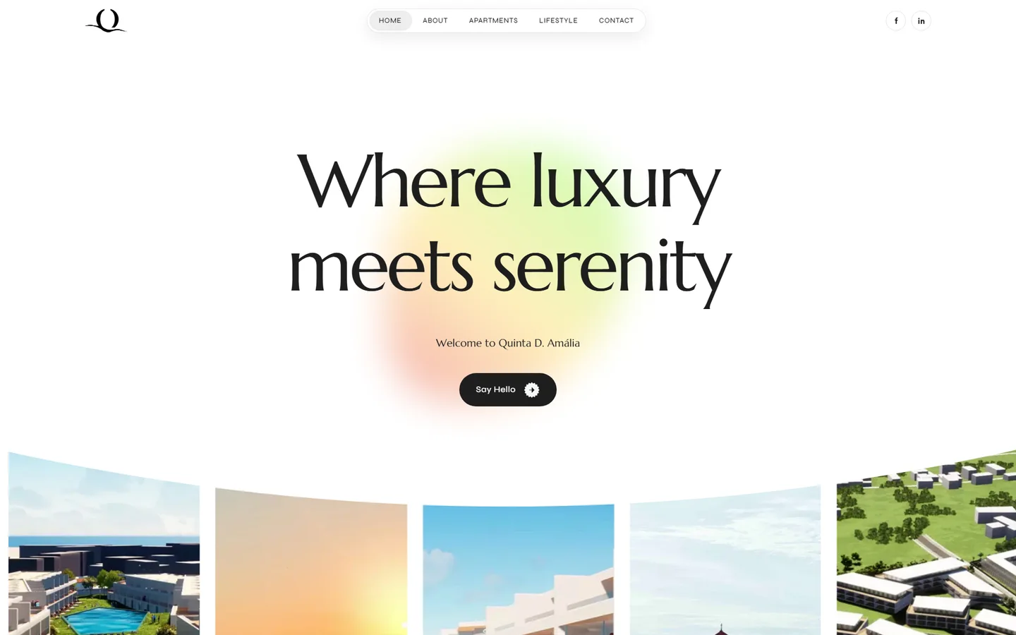 Página inicial do site Quinta D. Amália no computador