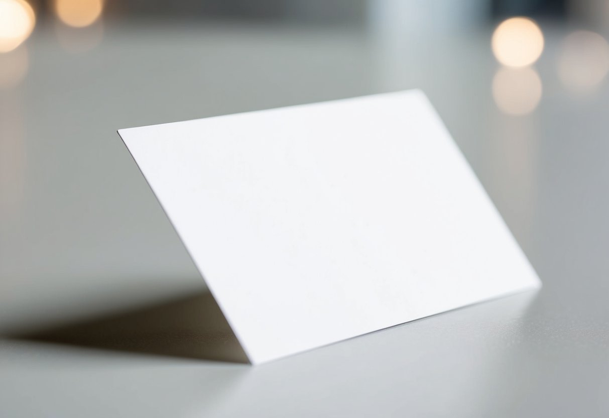 Um cartão de visita branco em branco sobre uma superfície limpa e plana